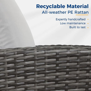 67.7" All-Weather Wicker 3-Seat Patio Sofa with Thick Blue/Biege/Gray/Black Cushions & Black Frame