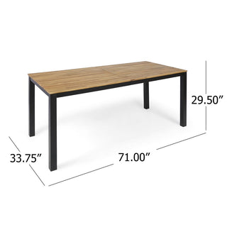 71"L Acacia Wood Patio Table, Outdoor Farmhouse Bistro Table for Yard, Garden, Poolside, Deck