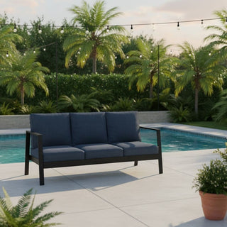 75" All-Weather Aluminum 3-seat Patio Sofa with Thick Cushions & Frame