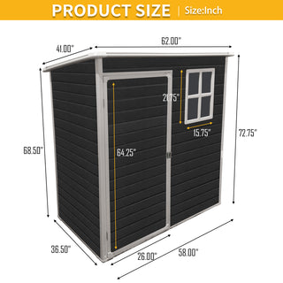 Resin Outdoor Storage Shed Kit, Weatherproof Backyard Organizer for Patio Furniture, Black