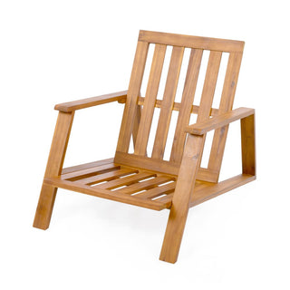 Patio Lounge Chair, Outdoor Club Chair with Cushion and Teak Acacia Wood Frame