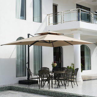 10FT Aluminum Cantilever Patio Umbrella with Removable LED Light Strips for Outdoor Shade