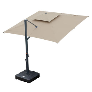 10FT Aluminum Cantilever Patio Umbrella with Removable LED Light Strips for Outdoor Shade