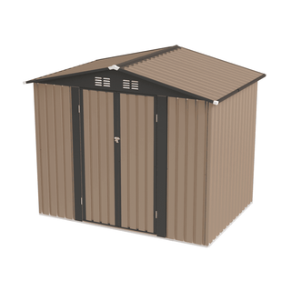 8 x 6 FT Galvanized Steel Garden Storage Shed with Apex Roof, Outdoor Metal Tool House for Patio, Backyard & Lawn Equipment Storage