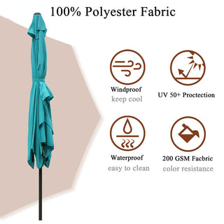 10' x 6'5 Rectangular Outdoor Market Umbrella – Light Blue Patio Shade with Crank & Tilt
