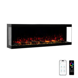 Panoramic 3-Sided Multi-Color LED Flame Wall-Mounted & Recessed Electric Fireplace
