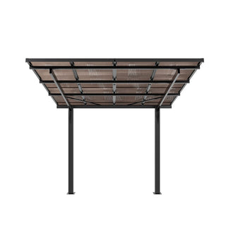 8x8 FT Galvanized Steel Outdoor Shelter with Sloped PC Roof, Multi-Use Awning for Bikes, BBQ & Patio