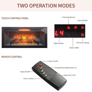 42-Inch Infrared Electric Fireplace with Removable Mantel & Insert – Touch Panel Electric Fireplace Heater for Home Decor