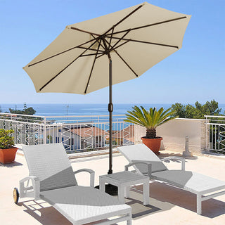 9 ft Aluminum Market Patio Umbrella with Push Button Tilt & Crank Lift, Outdoor Sun Umbrella in Taupe