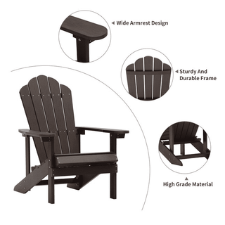 Brown Composite Adirondack Chair with Slat Seat for Patio, Lawn & Fire Pit