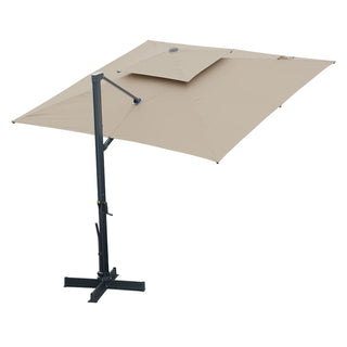 10FT Aluminum Cantilever Patio Umbrella with Removable LED Light Strips for Outdoor Shade