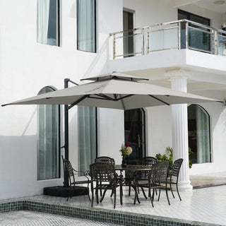 10FT Aluminum Cantilever Patio Umbrella with Removable LED Light Strips for Outdoor Shade