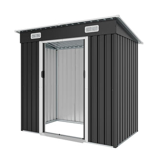 6 x 4 FT Outdoor Metal Storage Shed, Galvanized Steel Shed with Sliding Door, Ventilation Vents & Threshold, Compact Garden Tool Shed for Backyard, Patio & Lawn