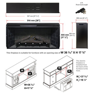 42-Inch Infrared Electric Fireplace with Removable Mantel & Insert – Touch Panel Electric Fireplace Heater for Home Decor