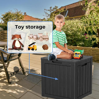 30 Gal. Black Outdoor Resin Waterproof Deck Box with Lockable Lid