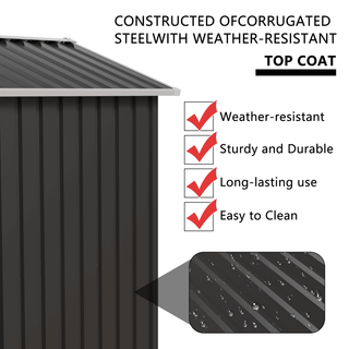 5.4 x 4.27 FT Outdoor Metal Storage Shed with Hinged Door, Compact Garden Tool Shed for Backyard, Patio & Lawn, Ideal for Utility & Bike Storage