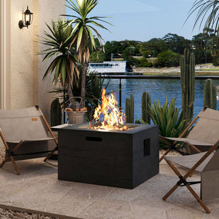 41.9" Outdoor Rectangular Propane Fire Pit – 40,000 BTU MGO Patio Heater with Stainless Burner, Lava Rocks & Waterproof Cover