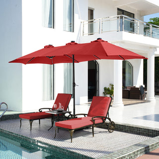 Cast Aluminum Outdoor Chaise Lounge with Removable Beige/Red Cushion