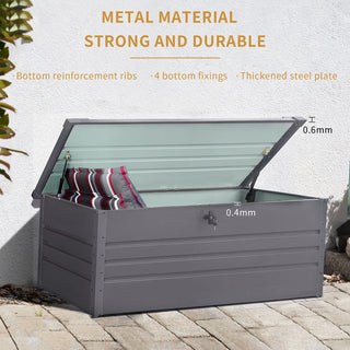 260 Gallon Waterproof Metal Outdoor Deck Box – Extra Large Patio Storage Chest with Lockable Lid for Cushions, Pool Supplies & Garden Tools (Light Gray)
