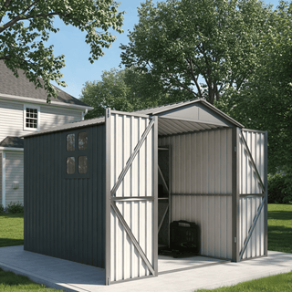 Motorcycle Outdoor Storage Shed with Window, Heavy Duty Weatherproof Bike Shelter