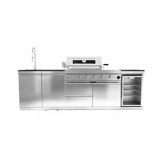 46" Outdoor Kitchen Island with 4-Burner 72,000 BTU Grill, Fridge, Rotisserie & Granite Countertops