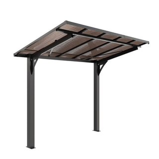 8x5 FT Galvanized Steel Carport with Sloped PC Roof, Multi-Use Outdoor Shelter for Patio, Grill & Garden