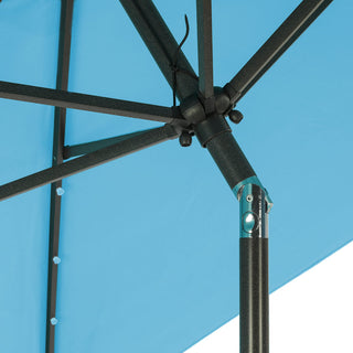 10Ft Outdoor Rectangular Umbrella with 26 Solar-Powered LED Lights, Crank and Tilt