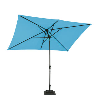 10Ft Outdoor Rectangular Umbrella with 26 Solar-Powered LED Lights, Crank and Tilt
