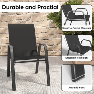 6-Piece Outdoor Patio Dining Chairs Set, Waterproof Teslin Fabric Chairs with Rust-Resistant Metal Frame, 350 lbs Weight Capacity,