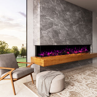 Panoramic 3-Sided Multi-Color LED Flame Wall-Mounted & Recessed Electric Fireplace