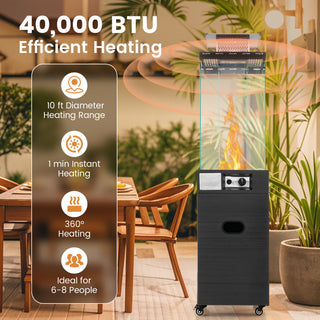 40000 BTU Patio Heater Outdoor Propane Gas Heater with Cover and Wheels
