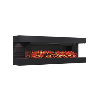 50"/60"/72" Wall-Mounted Electric Fireplace with Suspended LED Lighting, Modern Indoor Fireplace for Living Room