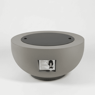 Outdoor Round Propane Fire Pit Table 28-inch,40,000 BTU Fire Pit Bowl,Light Concrete Propane Fire Pit with Free Lava Rocks,Rain Cover and Burner Lid,for Outside Patio,Garden,Deck,Light Gray