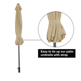 9 ft Aluminum Market Patio Umbrella with Push Button Tilt & Crank Lift, Outdoor Sun Umbrella in Taupe