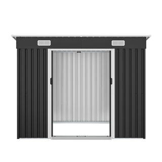 8 x 4 FT Outdoor Metal Storage Shed, Galvanized Steel Shed with Sliding Door, Lockable Design, Air Vents & Threshold for Garden Tools