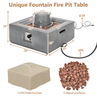 28 Inch 50000 BTU Patio Square Propane Fire Pit with PVC Cover