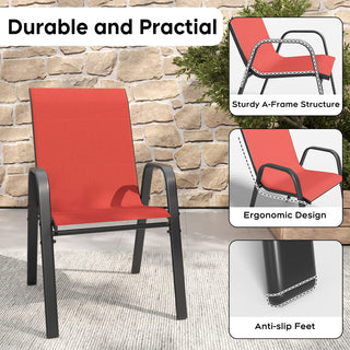 6-Piece Outdoor Patio Dining Chairs Set, Ergonomic Wide Seats, Waterproof Teslin Fabric & Rust-Resistant Metal Frame, 350 lbs Capacity