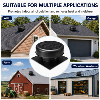 12-Inch Flush-Mount Round Solar Roof Vent Fan, 30W Dual-Power Attic Exhaust Fan with 1200 CFM, 3-Speed Remote & 25°C Auto Start