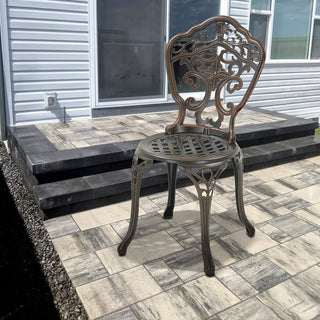 2-Piece Antique Bronze/White Cast Aluminum Stackable Outdoor Dining Chairs with Elegant European-Style Design for Patio & Garden