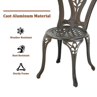 Mondawe 2-Piece Antique Bronze/White Cast Aluminum Stackable Outdoor Dining Chairs with Vintage European-Style Pattern for Patio & Garden