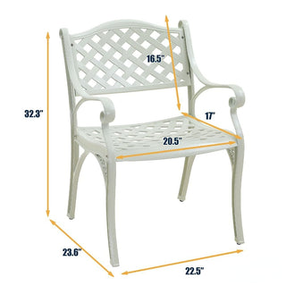 Bronze Cast Aluminum Outdoor Patio Dining Arm Chairs, Set of 2, Weather-Resistant Garden & Courtyard Seating
