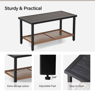 4-Piece Oversized Wicker Patio Conversation Set with Cushions & 2-Tier Storage Coffee Table for Outdoor Living