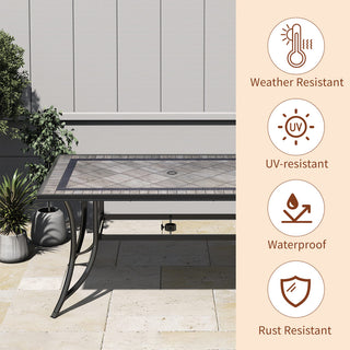 67x40 Inch Aluminum Patio Dining Table in Antique Bronze | Outdoor Rectangle Table for 6 with 2.4" Umbrella Hole
