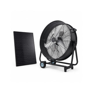 24"/30" Wheeled Solar Ventilation Fan with 140W Adjustable Monocrystalline Panel, 130W DC Brushless Motor & 3-Speed Remote for Warehouse & Workshop