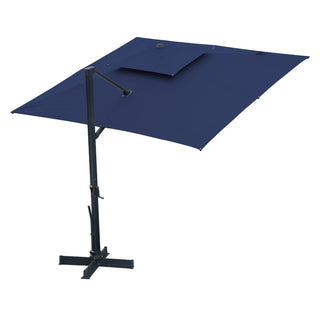 10FT Aluminum Cantilever Patio Umbrella with Removable LED Light Strips for Outdoor Shade