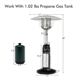 13000 BTU Portable Tabletop Propane Patio Standing Heater