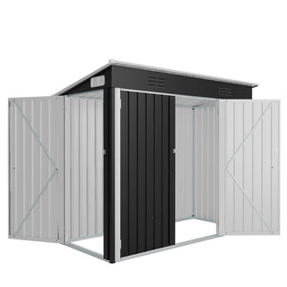 4x8 FT Galvanized Steel Storage Shed with 3 Access Doors & Vents for Garden, Bikes & Patio Equipment