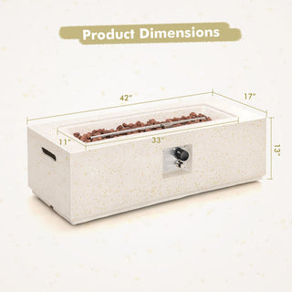 42 Inch 50,000 BTU Rectangle Terrazzo Fire Pit Table with PVC Cover