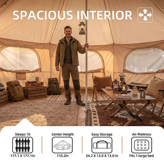14.8ft × 9.2ft 600D Oxford Bell Tent with Stove Jack, Waterproof Glamping Yurt Tent for Family Camping, Heavy-Duty 4-Season Outdoor Tent
