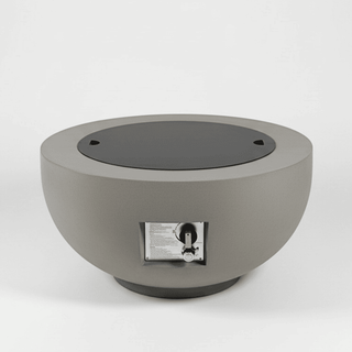 Outdoor Round Propane Fire Pit Table 28-inch,40,000 BTU Fire Pit Bowl,Light Concrete Propane Fire Pit with Free Lava Rocks,Rain Cover and Burner Lid,for Outside Patio,Garden,Deck,Light Gray